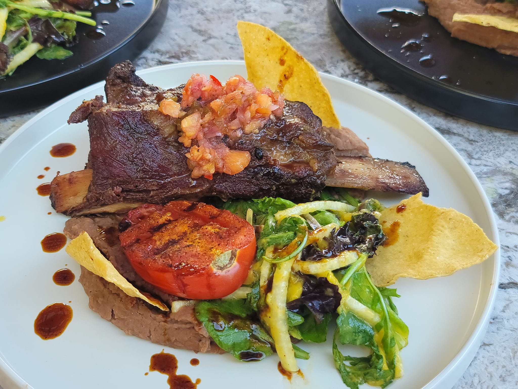 Braised short rib with fresh salsa and mixed greens - Private Chef Jacksonville